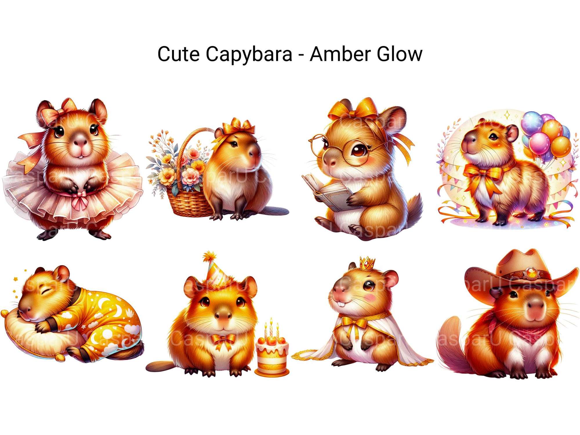 Cute Capybara Amber Glow - CraftNest - Digital Crafting and Art