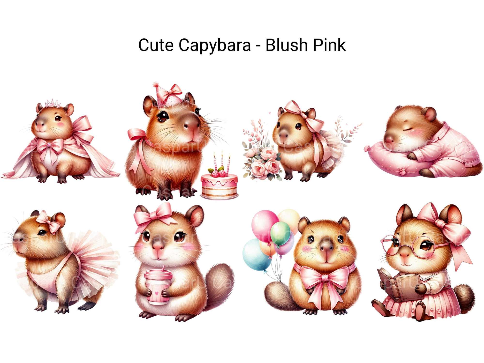 Cute Capybara Blush Pink - CraftNest - Digital Crafting and Art