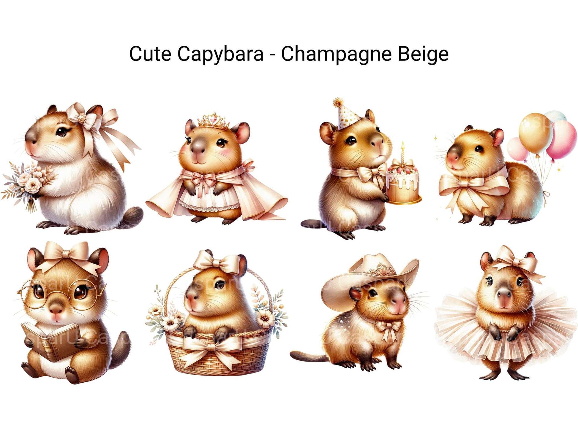 Cute Capybara Champagne Beige - CraftNest - Digital Crafting and Art