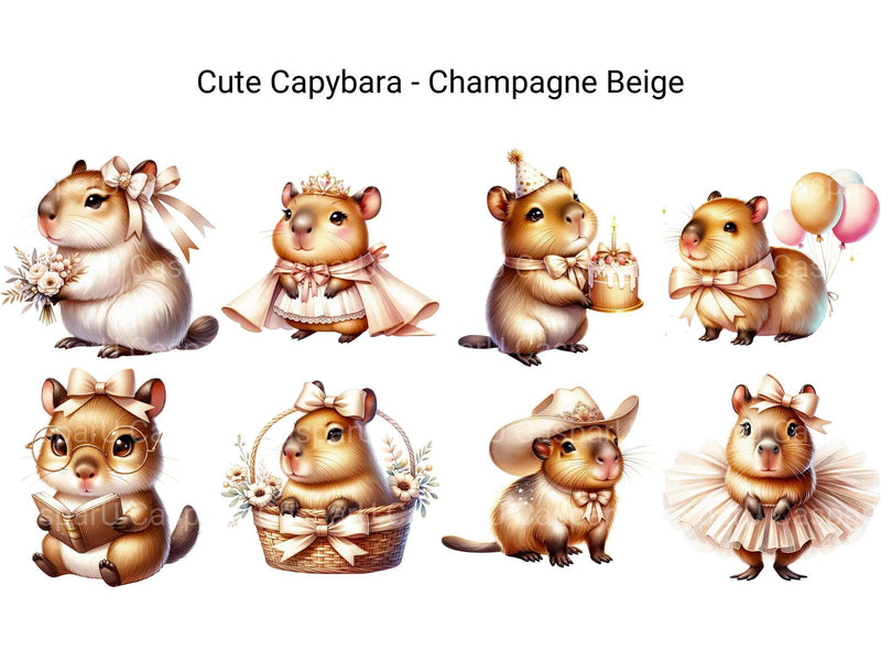 Cute Capybara Champagne Beige - CraftNest - Digital Crafting and Art