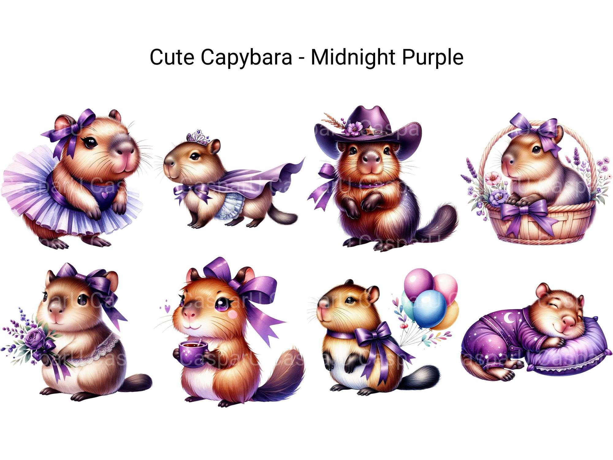 Cute Capybara Midnight Purple - CraftNest - Digital Crafting and Art