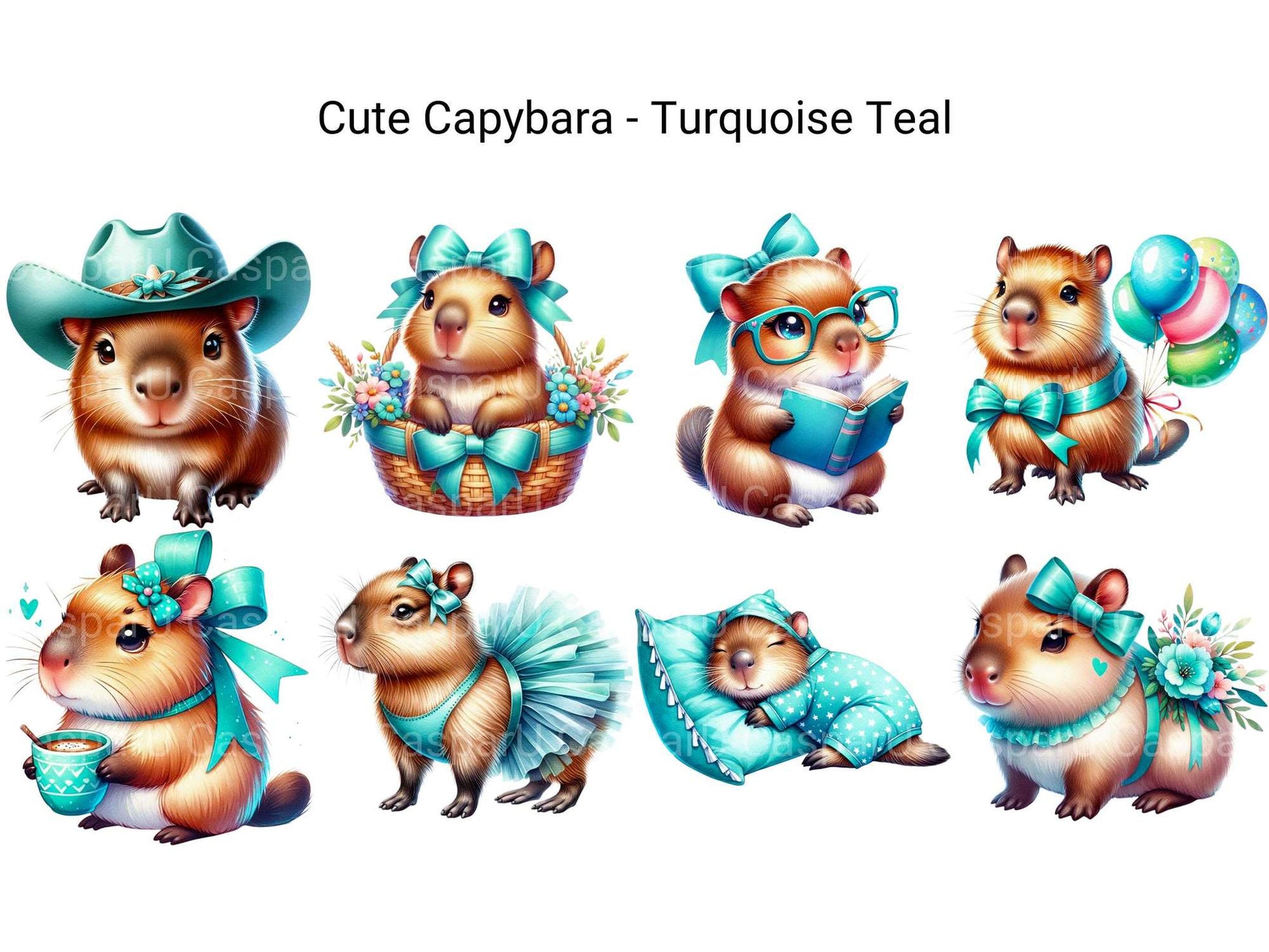Cute Capybara Turquoise Teal - CraftNest - Digital Crafting and Art