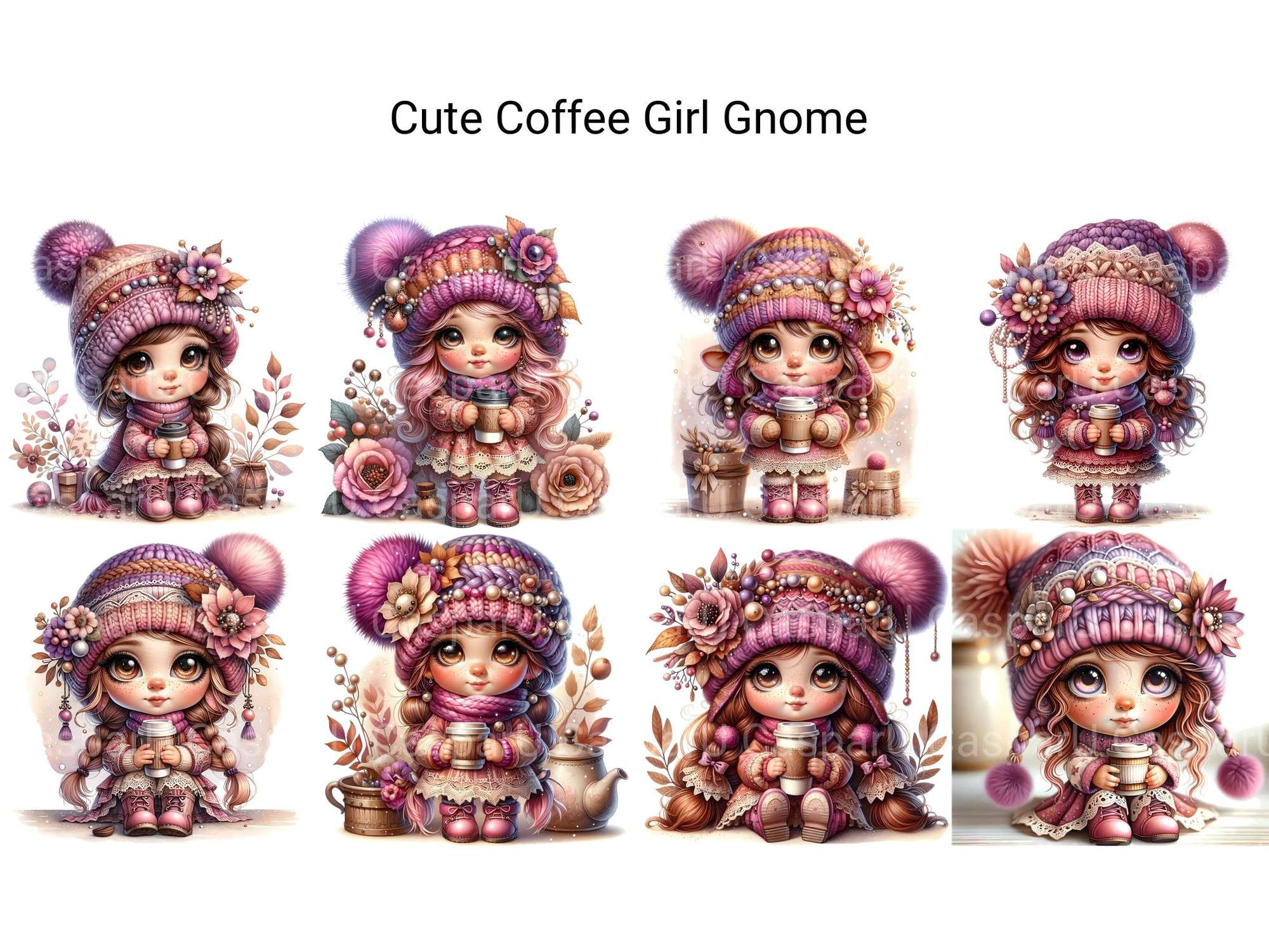 Cute Coffee Girl Gnome - CraftNest - Digital Crafting and Art