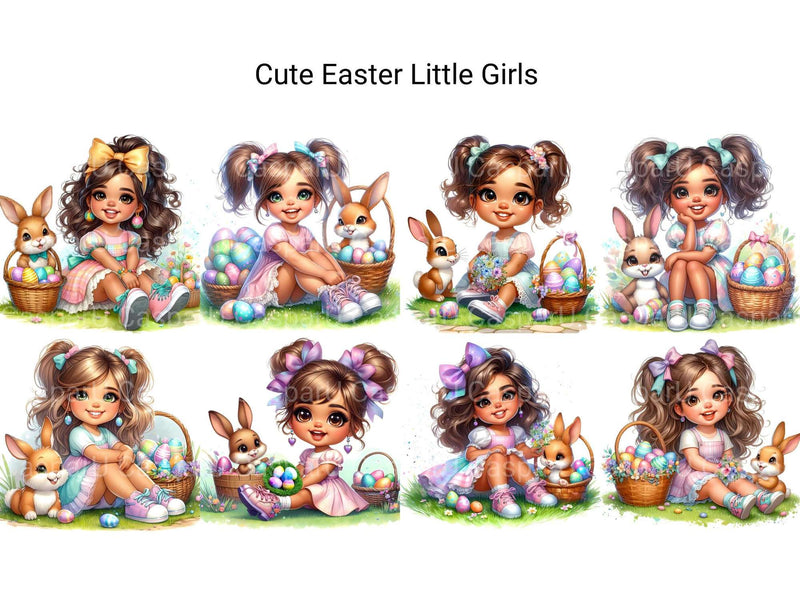 Cute Easter Little Girls - CraftNest - Digital Crafting and Art