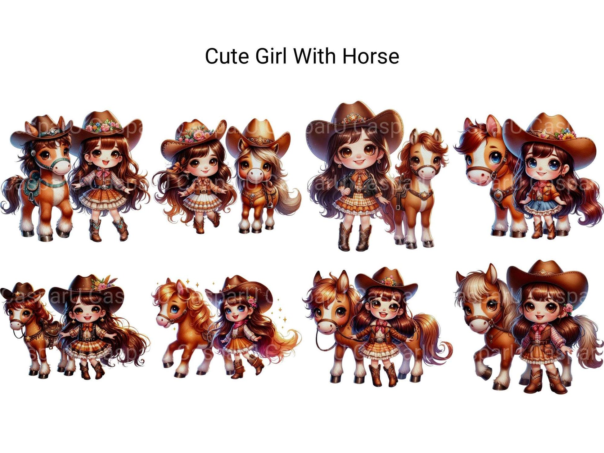 Cute Girl with Horse - CraftNest - Digital Crafting and Art
