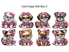 Cute Puppy with Bow 2 - CraftNest - Digital Crafting and Art