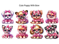 Cute Puppy with Bow - CraftNest - Digital Crafting and Art
