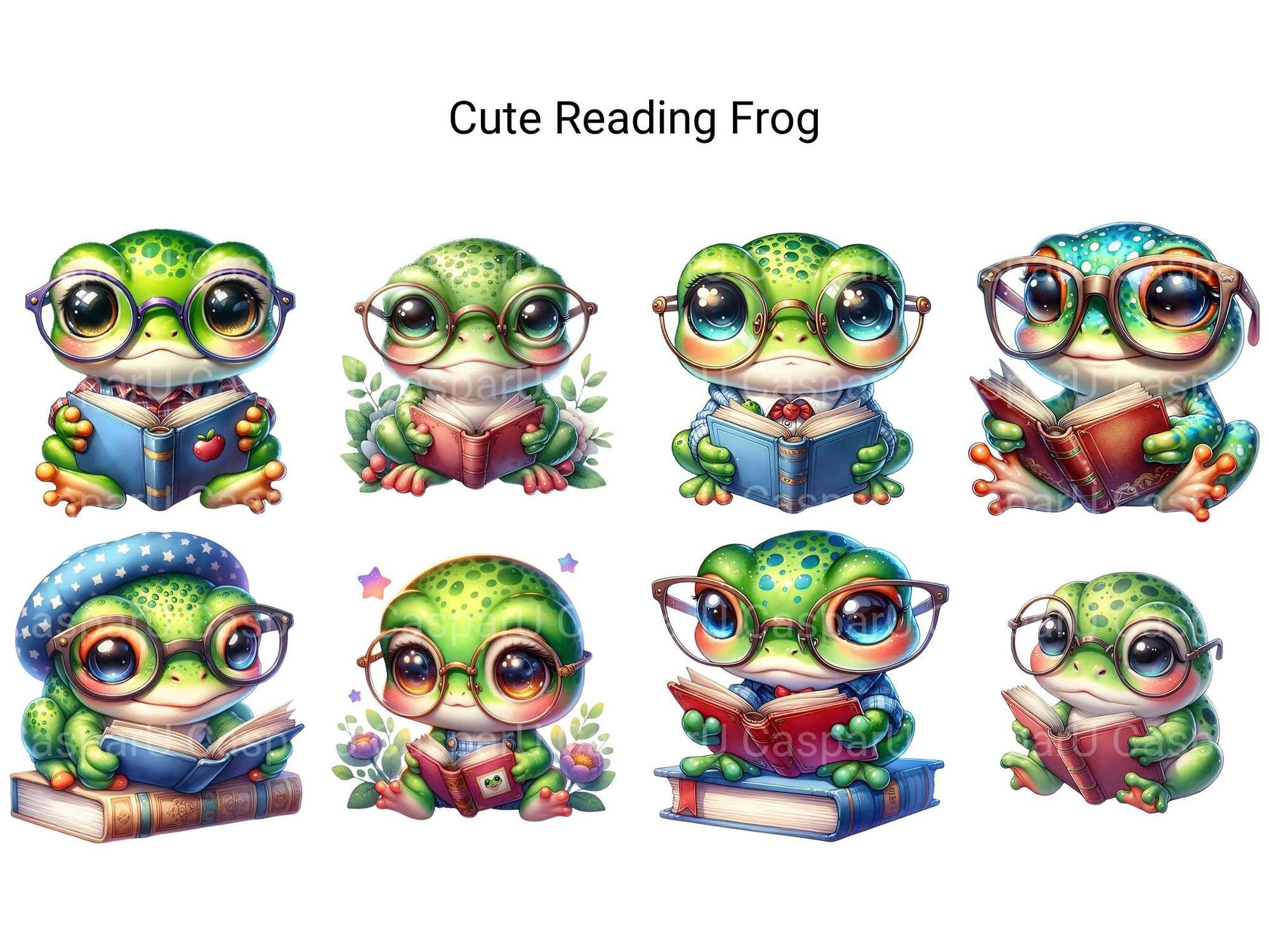 Cute Reading Frog - CraftNest - Digital Crafting and Art