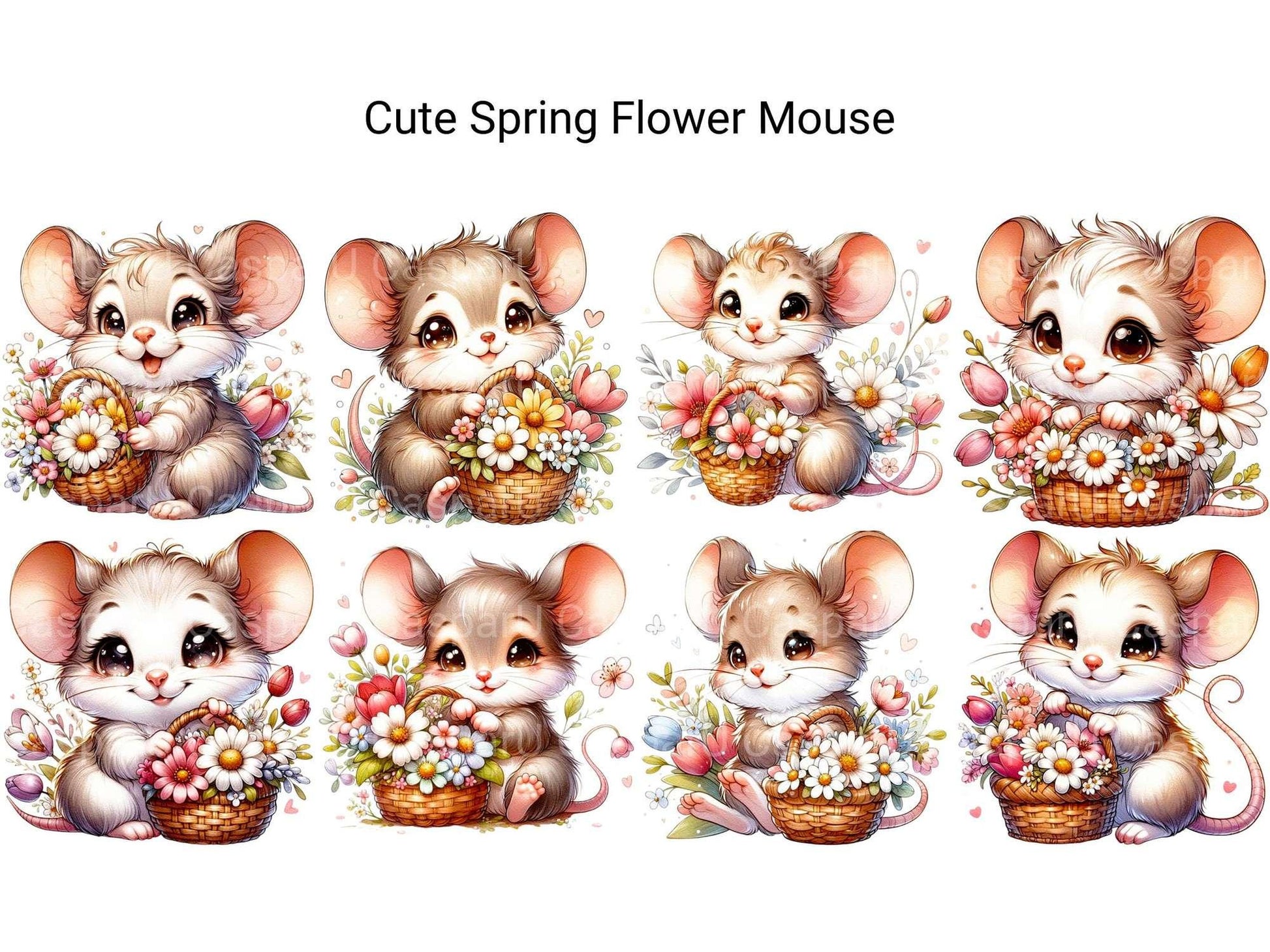 Cute Spring Flower Mouse - CraftNest - Digital Crafting and Art