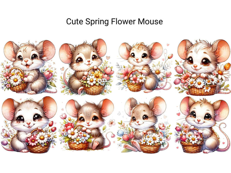 Cute Spring Flower Mouse - CraftNest - Digital Crafting and Art