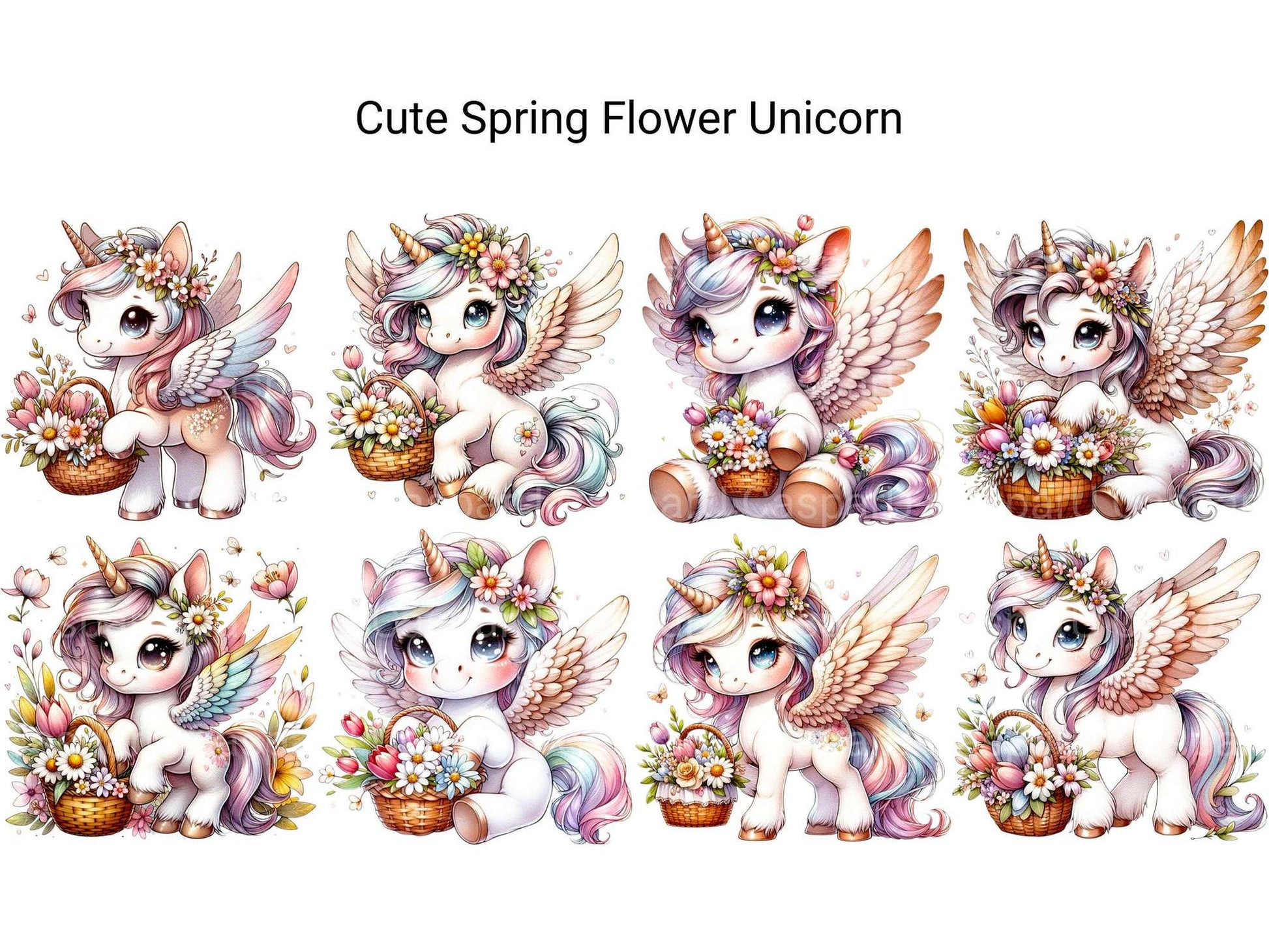 Cute Spring Flower Unicorn - CraftNest - Digital Crafting and Art