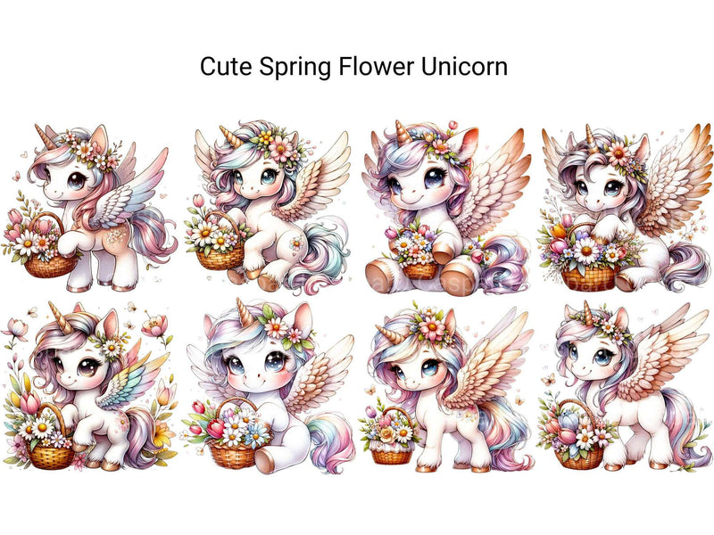 Cute Spring Flower Unicorn - CraftNest - Digital Crafting and Art