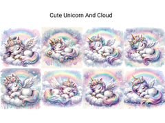 Cute Unicorn and Cloud - CraftNest - Digital Crafting and Art