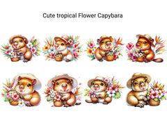 Cute Tropical Flower Capybara - CraftNest - Digital Crafting and Art
