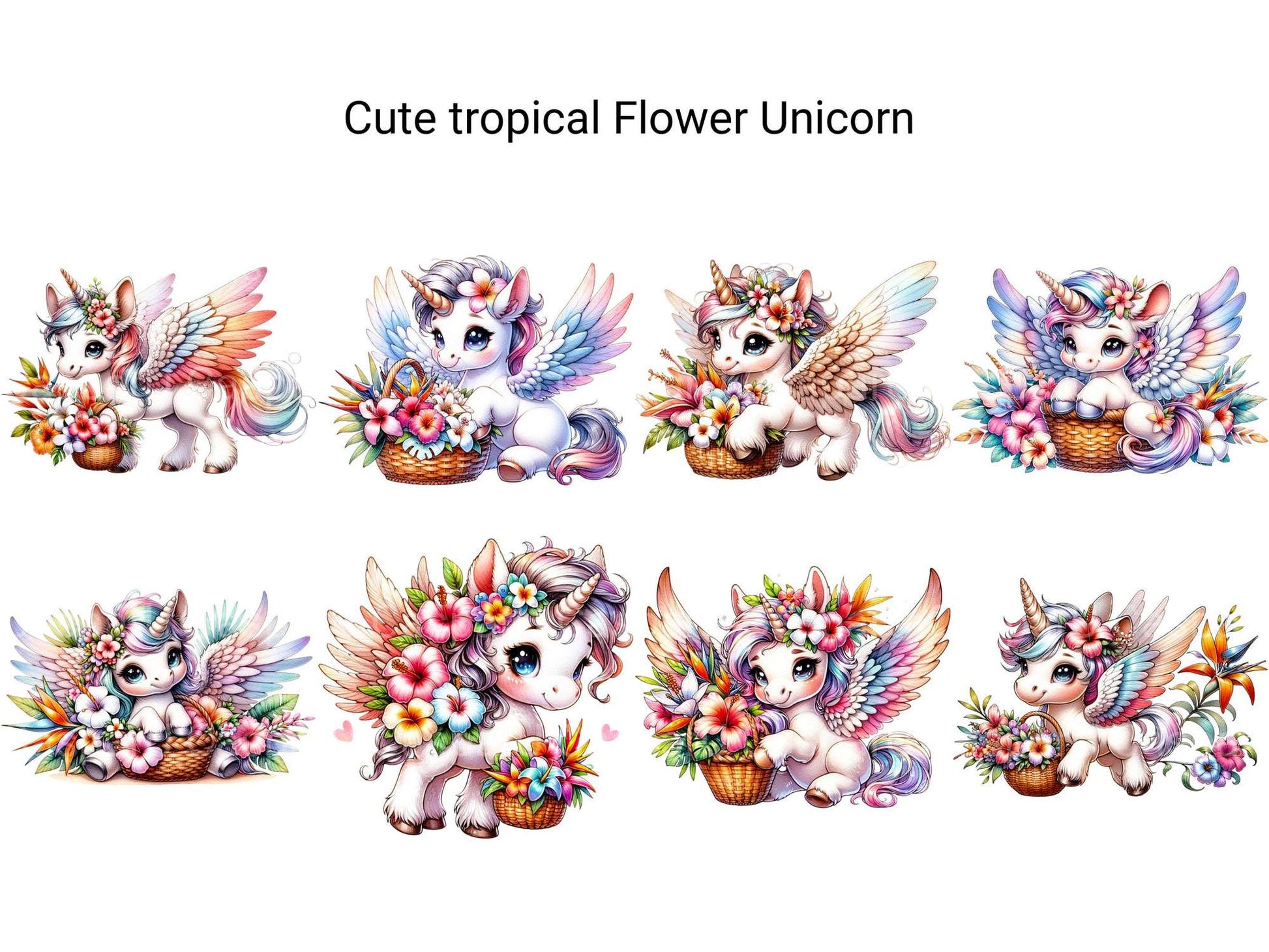 Cute Tropical Flower Unicorn - CraftNest - Digital Crafting and Art
