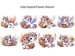 Cute Tropical Flower Unicorn - CraftNest - Digital Crafting and Art