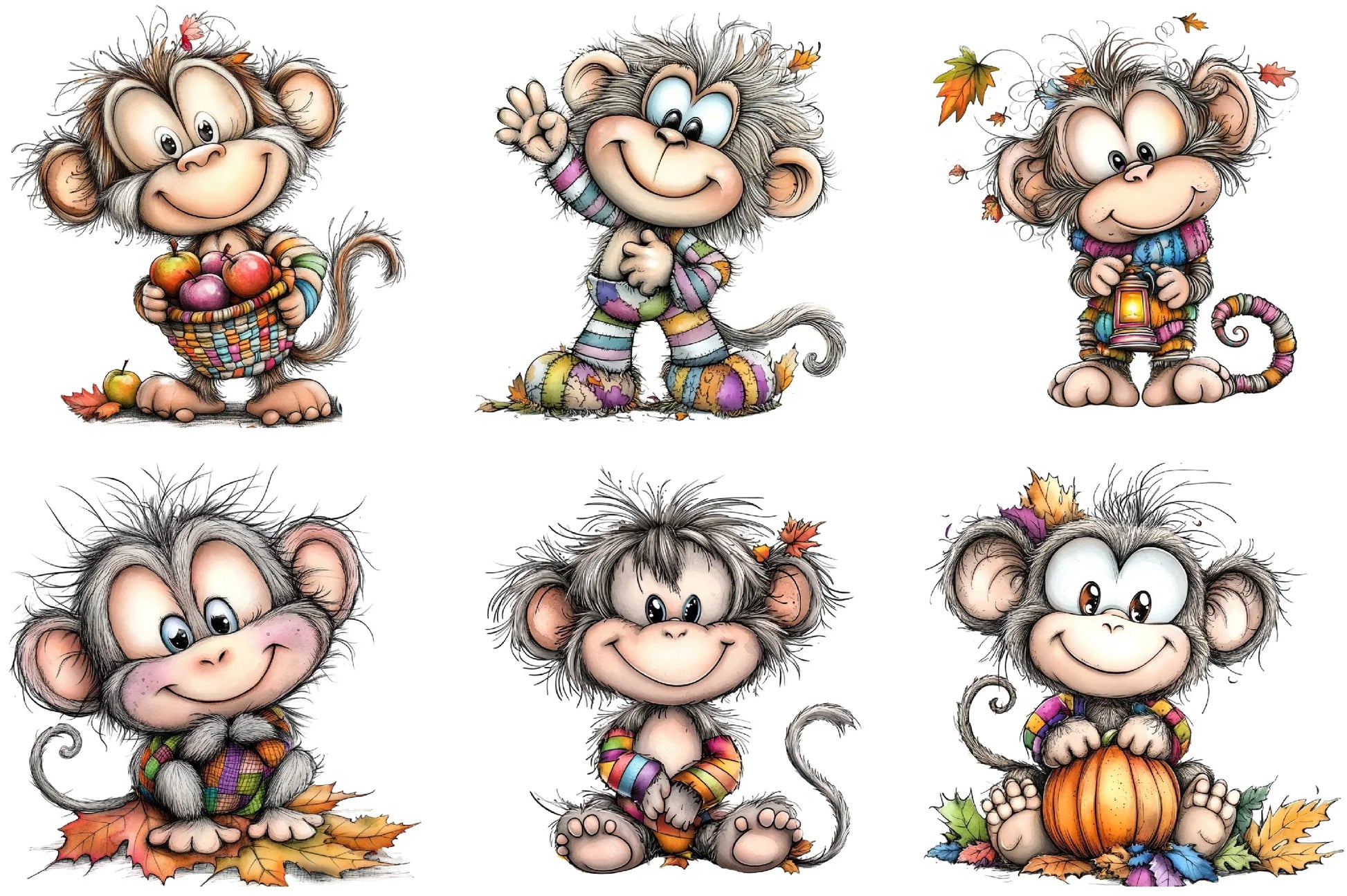 Cute Cartoon Monkey Clipart Bundle - CraftNest - Digital Crafting and Art