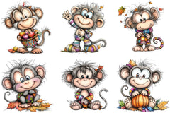 Cute Cartoon Monkey Clipart Bundle - CraftNest - Digital Crafting and Art