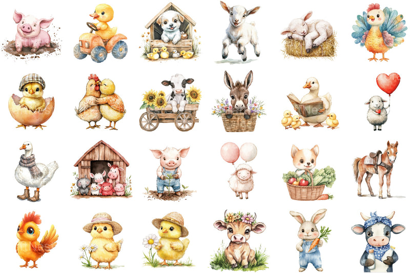 Cute On The Farm Animals Clipart Bundle 2 - CraftNest - Digital Crafting and Art
