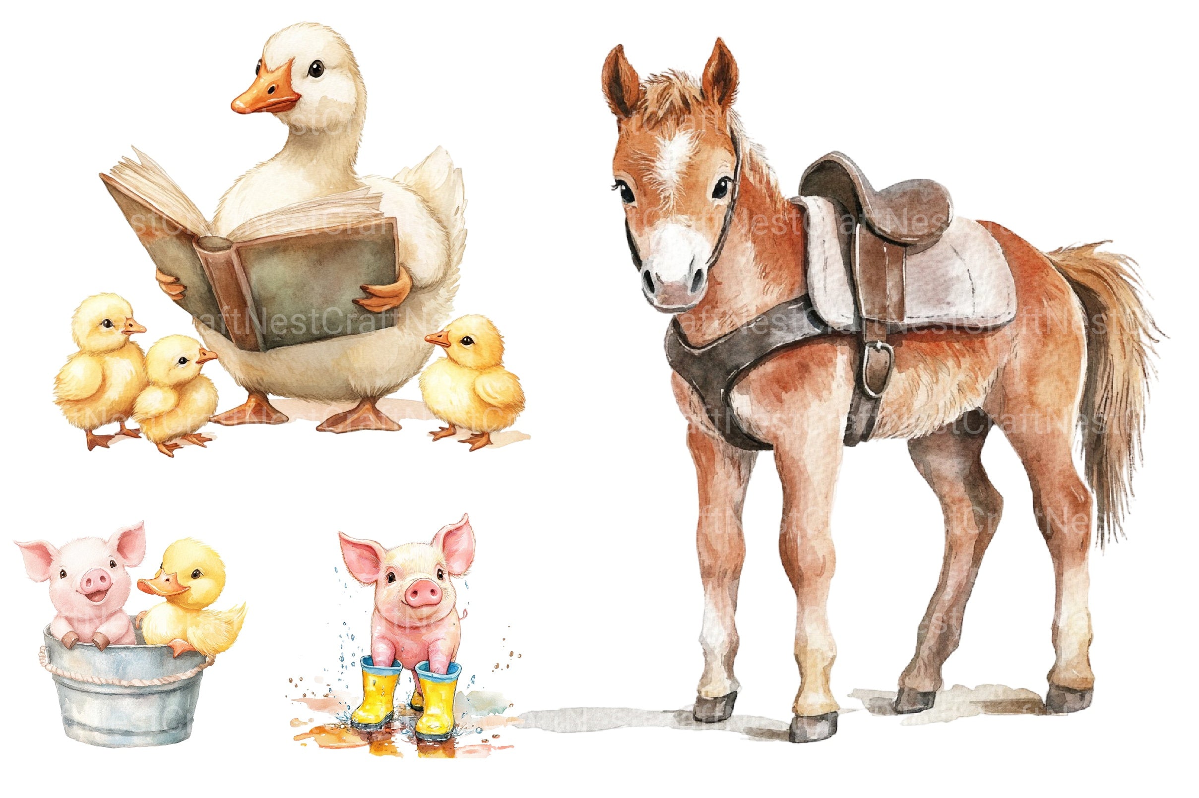 Cute On The Farm Animals Clipart Bundle 2 - CraftNest - Digital Crafting and Art