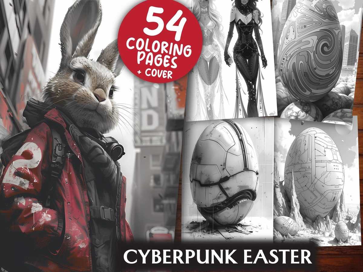 Cyberpunk Easter Coloring Books - CraftNest