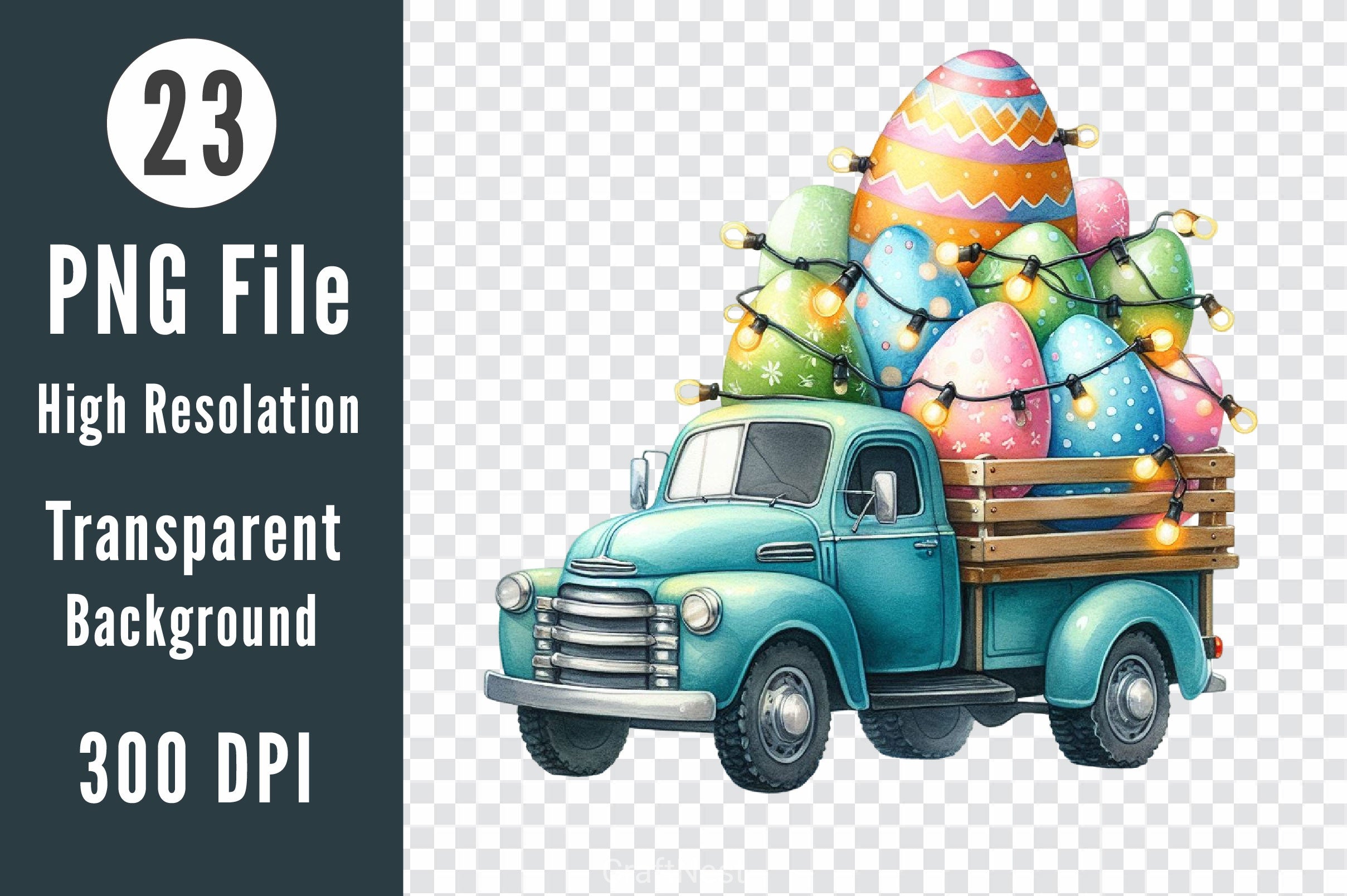 Easter Truck With Egg Clipart Bundle - CraftNest - Digital Crafting and Art