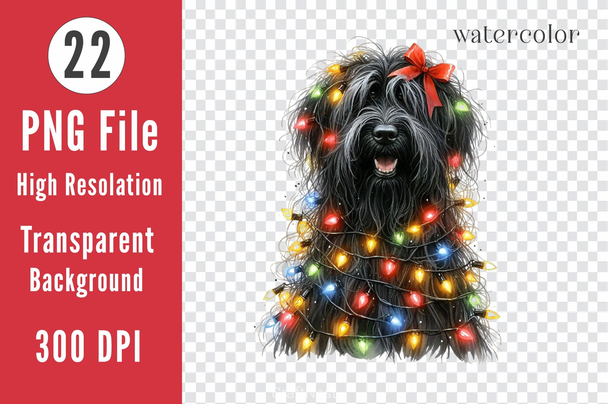 Dog Wrapped In Christmas Lights Clipart Bundle 2 - CraftNest - Digital Crafting and Art