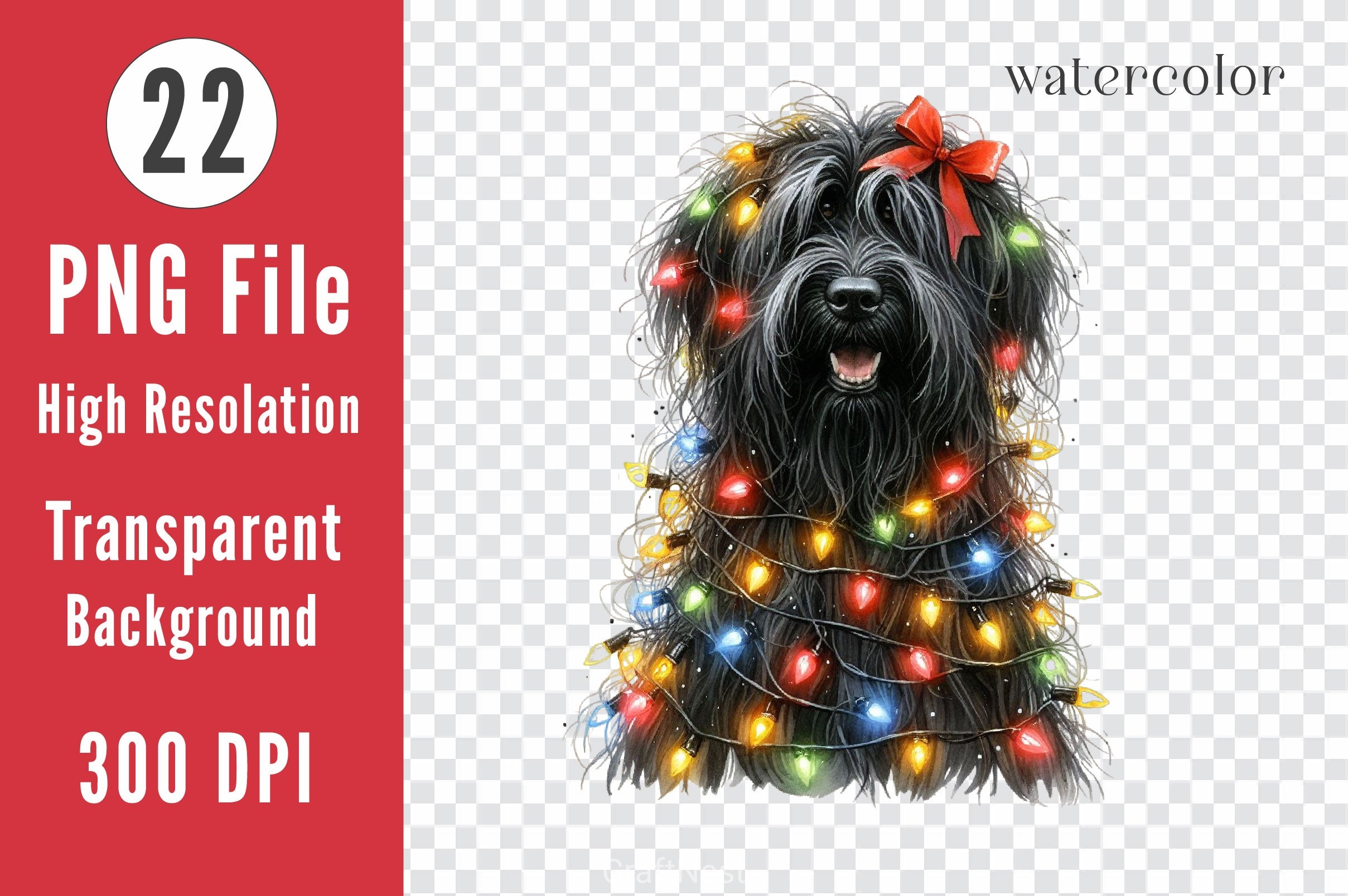 Dog Wrapped In Christmas Lights Clipart Bundle 2 - CraftNest - Digital Crafting and Art