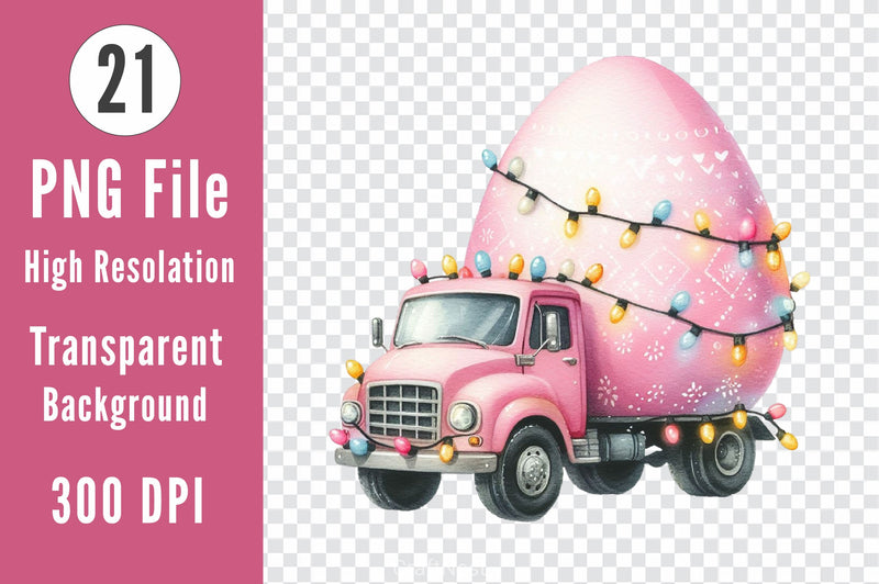 Easter Truck With Egg Clipart Bundle 1 - CraftNest - Digital Crafting and Art