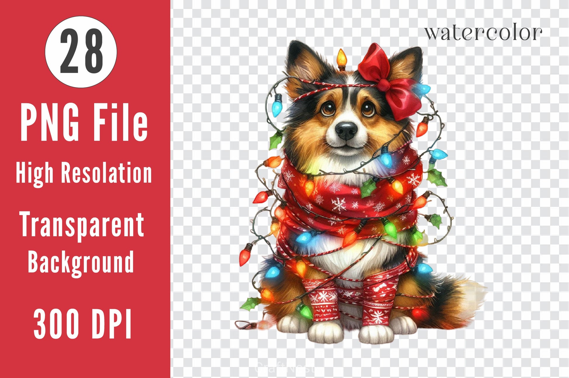 Dog Wrapped In Christmas Lights Clipart Bundle - CraftNest - Digital Crafting and Art