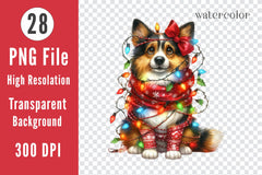 Dog Wrapped In Christmas Lights Clipart Bundle - CraftNest - Digital Crafting and Art