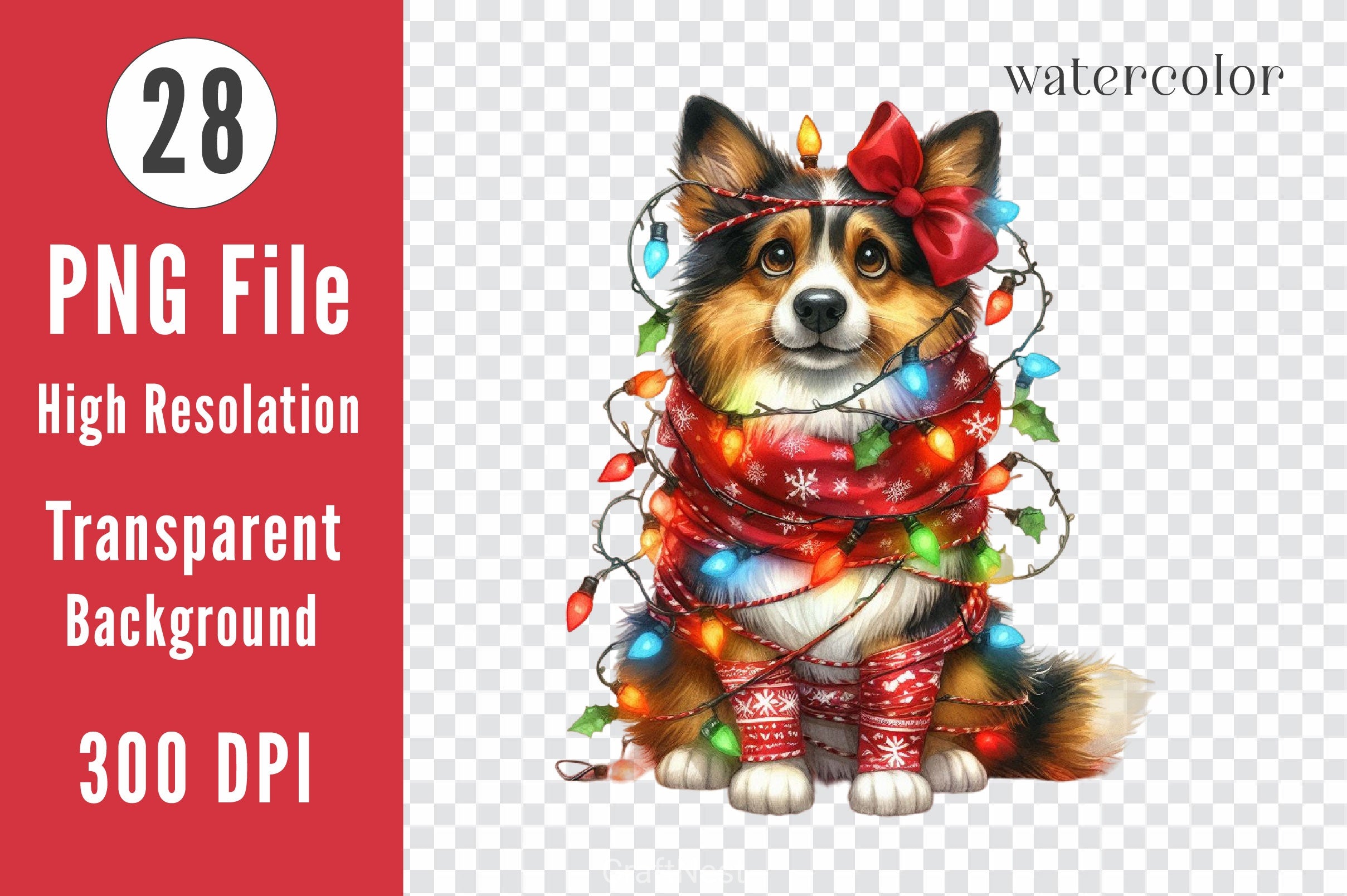 Dog Wrapped In Christmas Lights Clipart Bundle - CraftNest - Digital Crafting and Art