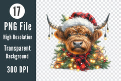 Christmas Highland Cow Clipart Bundle 12 - CraftNest - Digital Crafting and Art