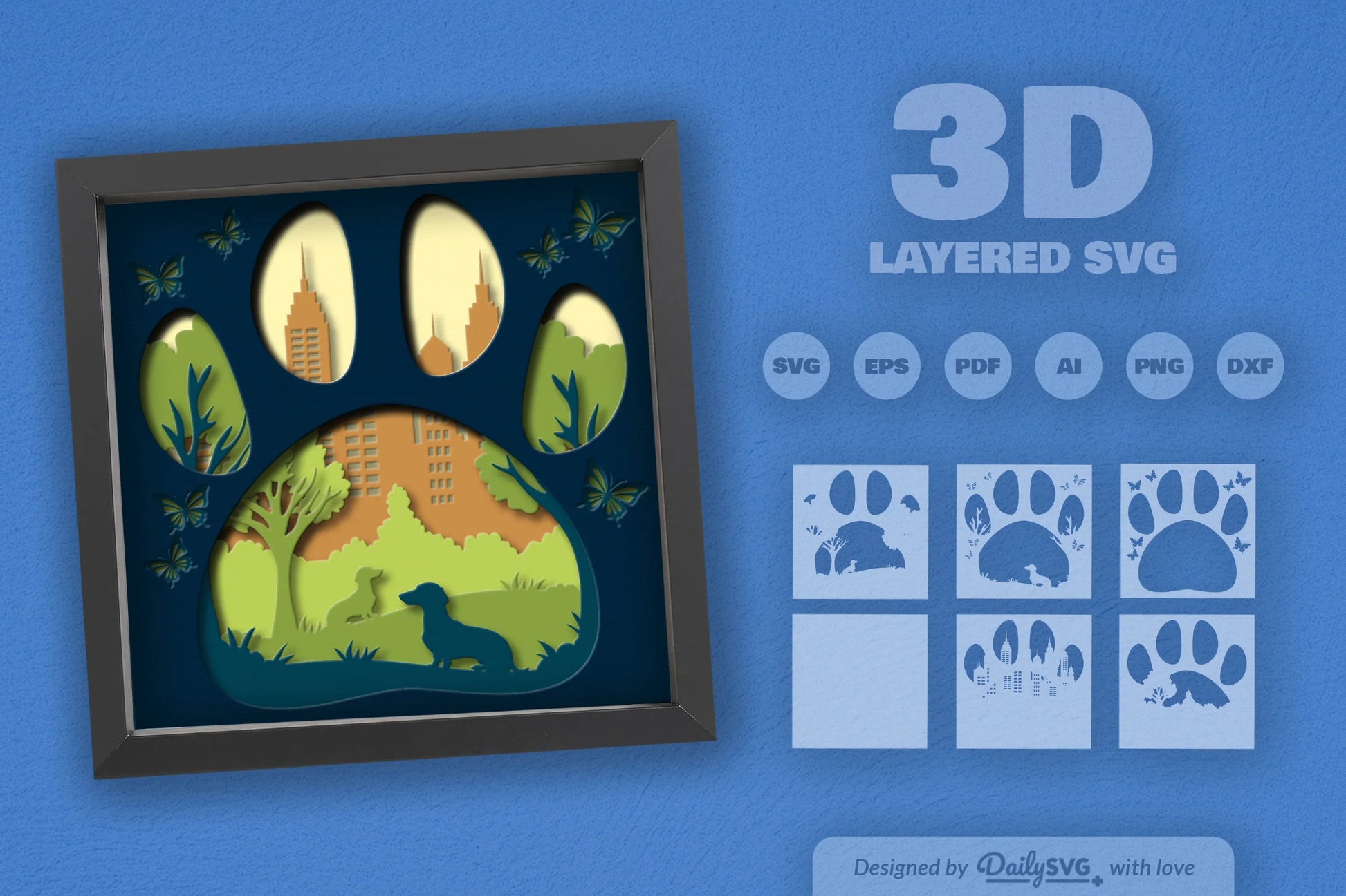 Dachshund Park Papercut SVG Bundle - CraftNest - Digital Crafting and Art