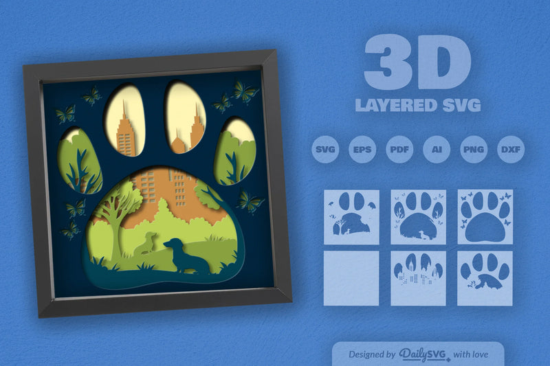 Dachshund Park Papercut SVG Bundle - CraftNest - Digital Crafting and Art