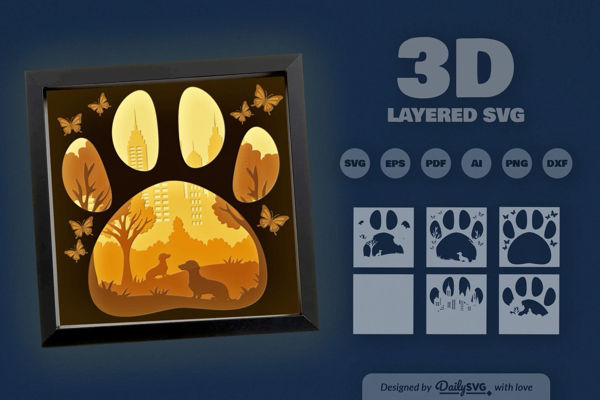 Dachshund Park Papercut SVG Bundle - CraftNest - Digital Crafting and Art