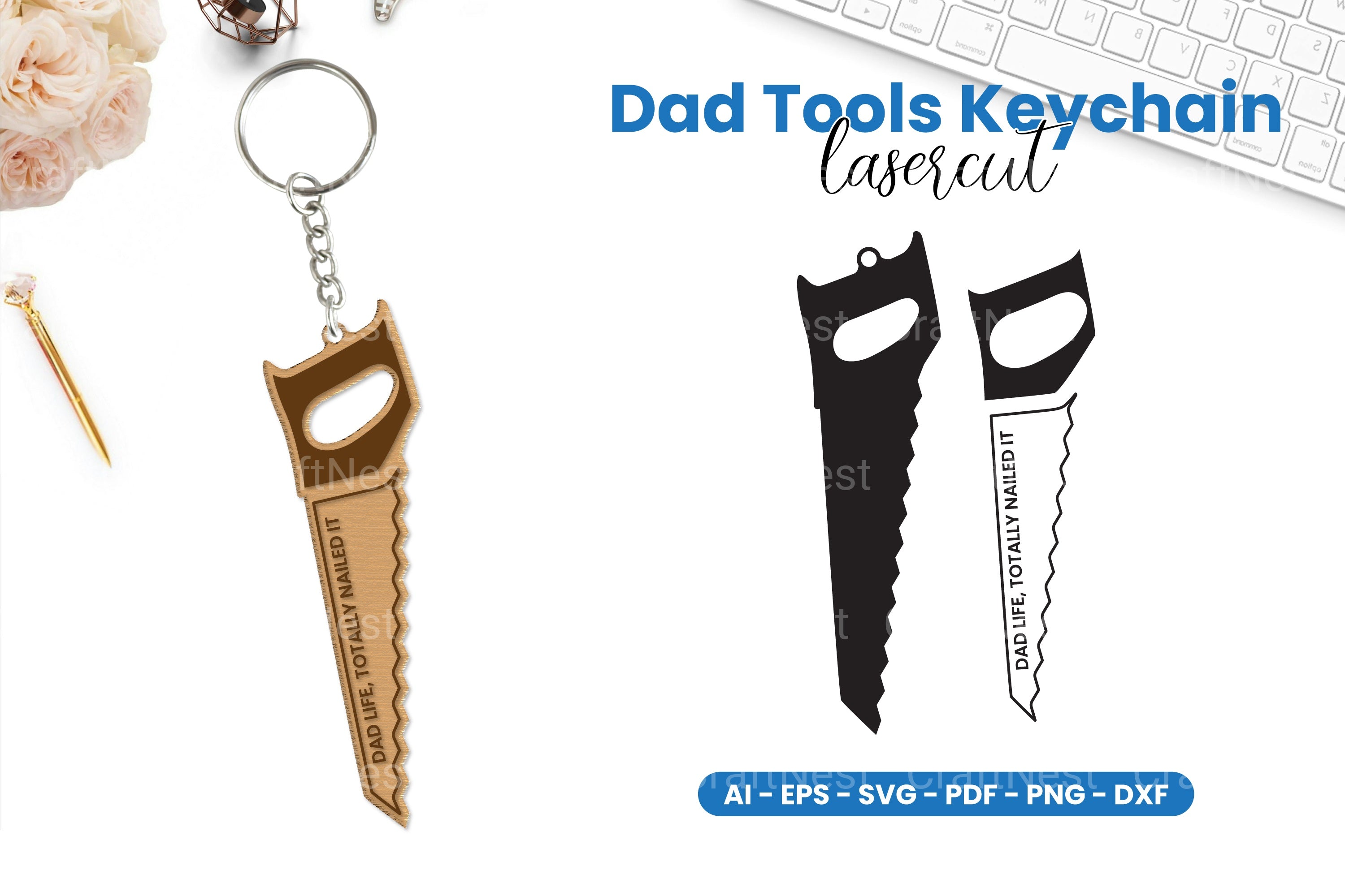 Dad Tools Keyring Lasercut SVG Bundle