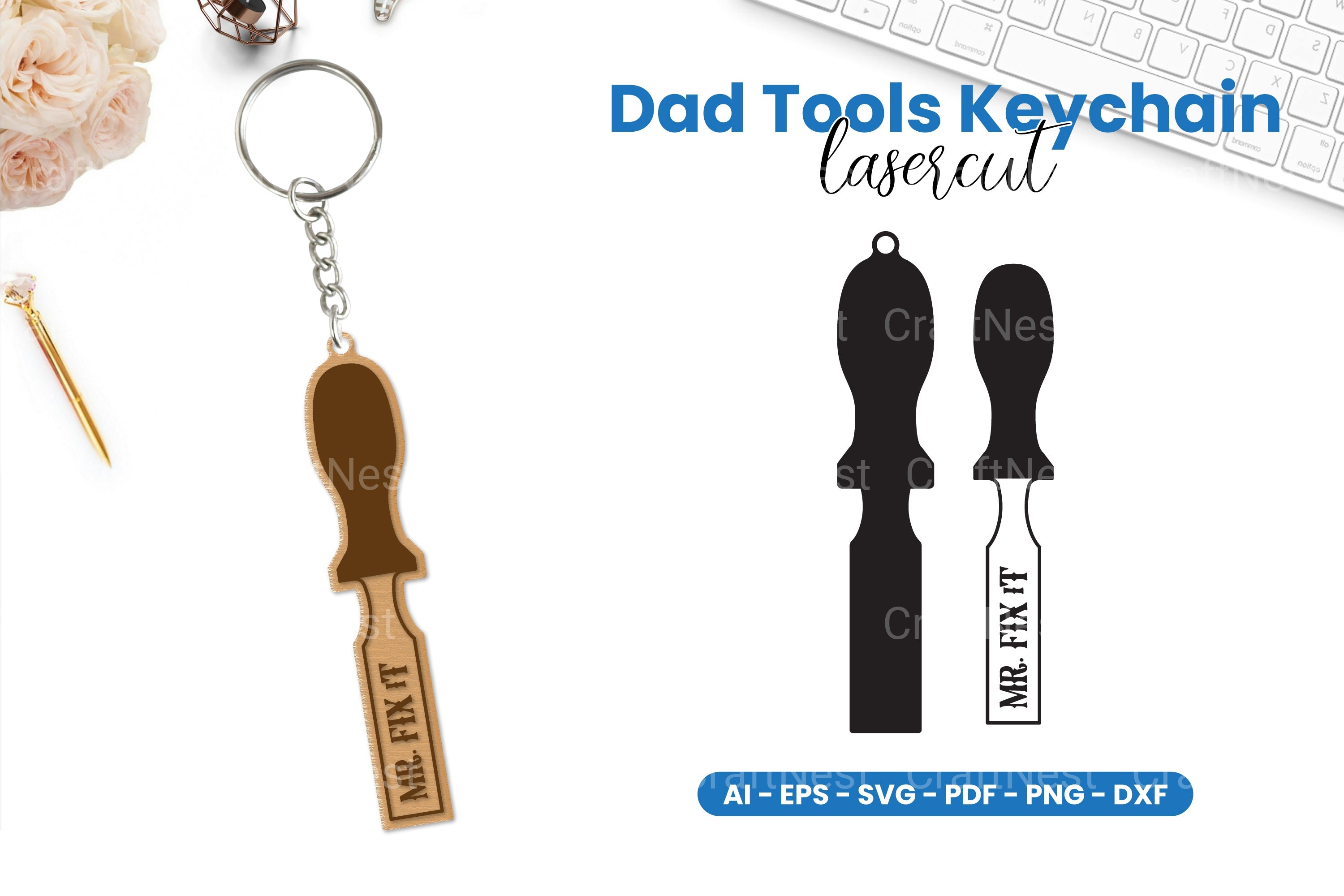 Dad Tools Keyring Laser Cut SVG Bundle