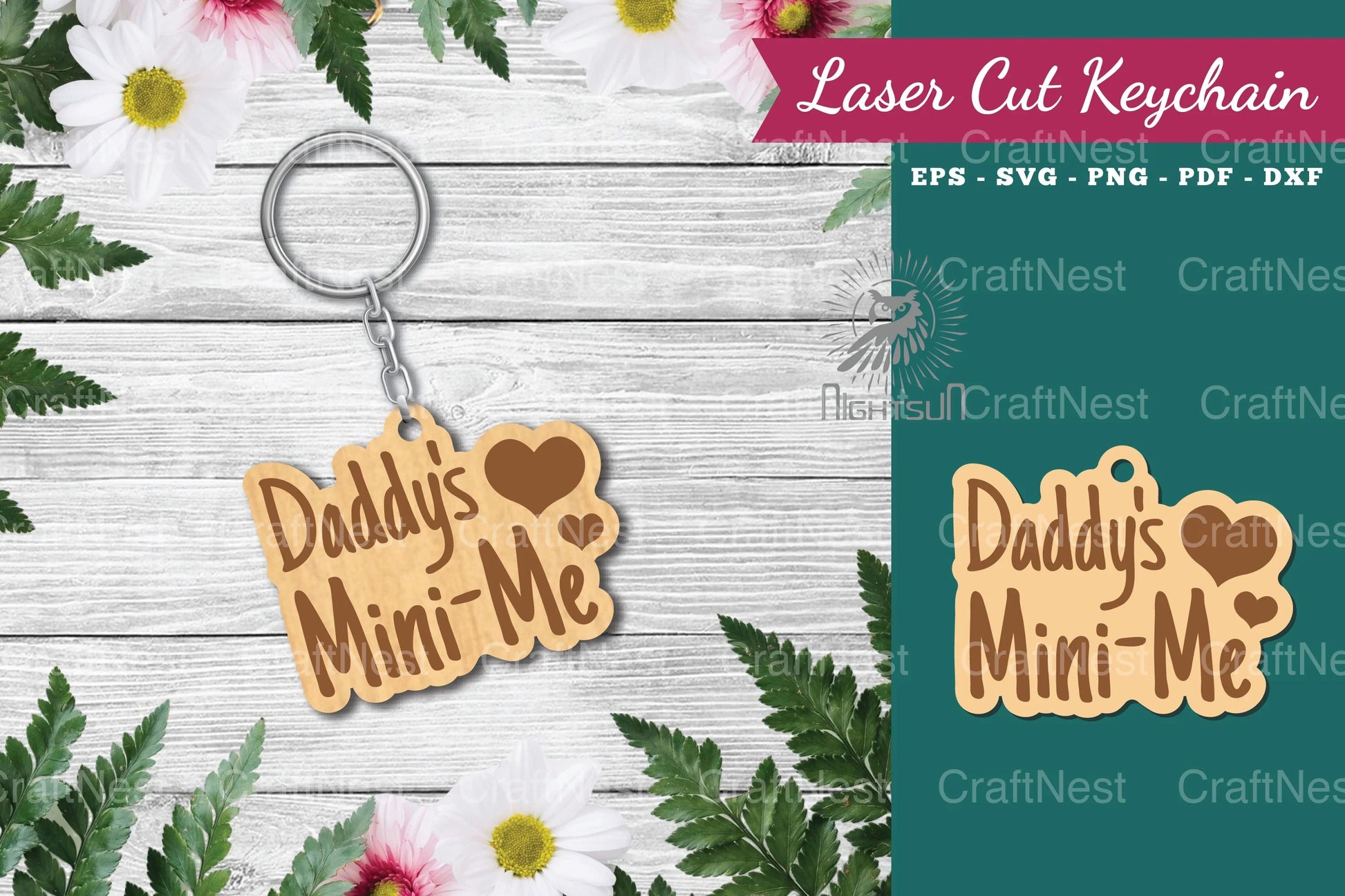 Daddy's Mini Me Laser Cut Keychain Design Bundle - CraftNest - Digital Crafting and Art