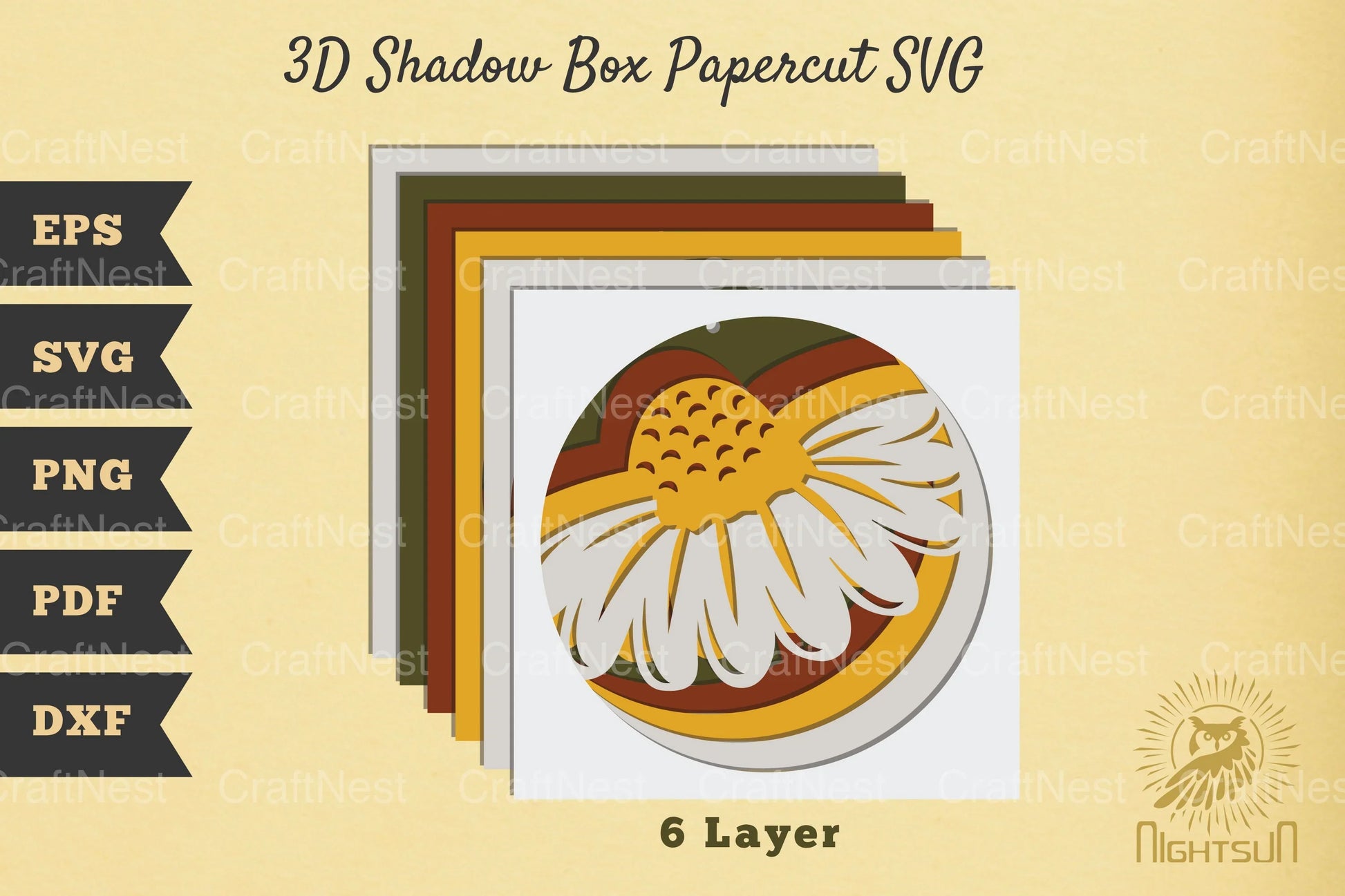 Daisy Flower 3D Shadow Box Papercut Clipart Bundle - CraftNest - Digital Crafting and Art