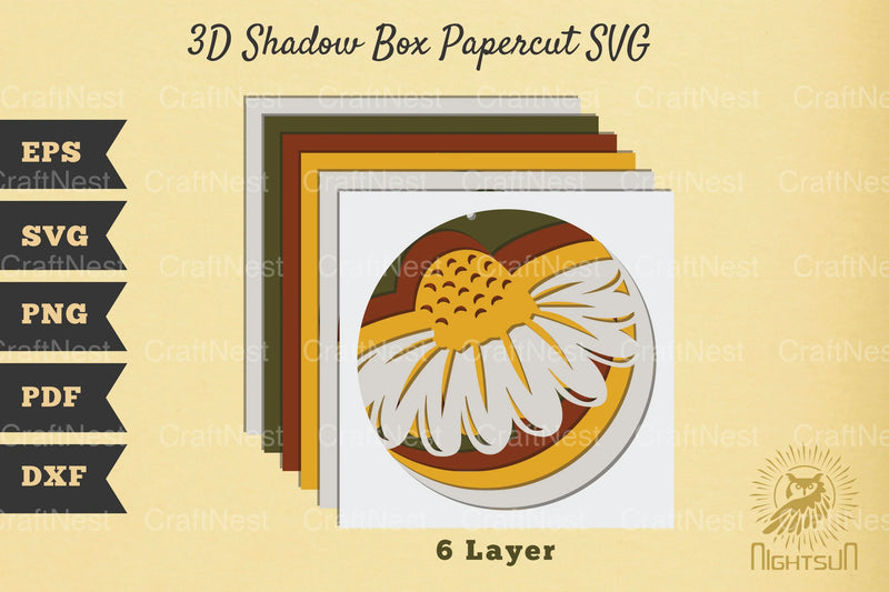 Daisy Flower 3D Shadow Box Papercut Clipart Bundle - CraftNest - Digital Crafting and Art