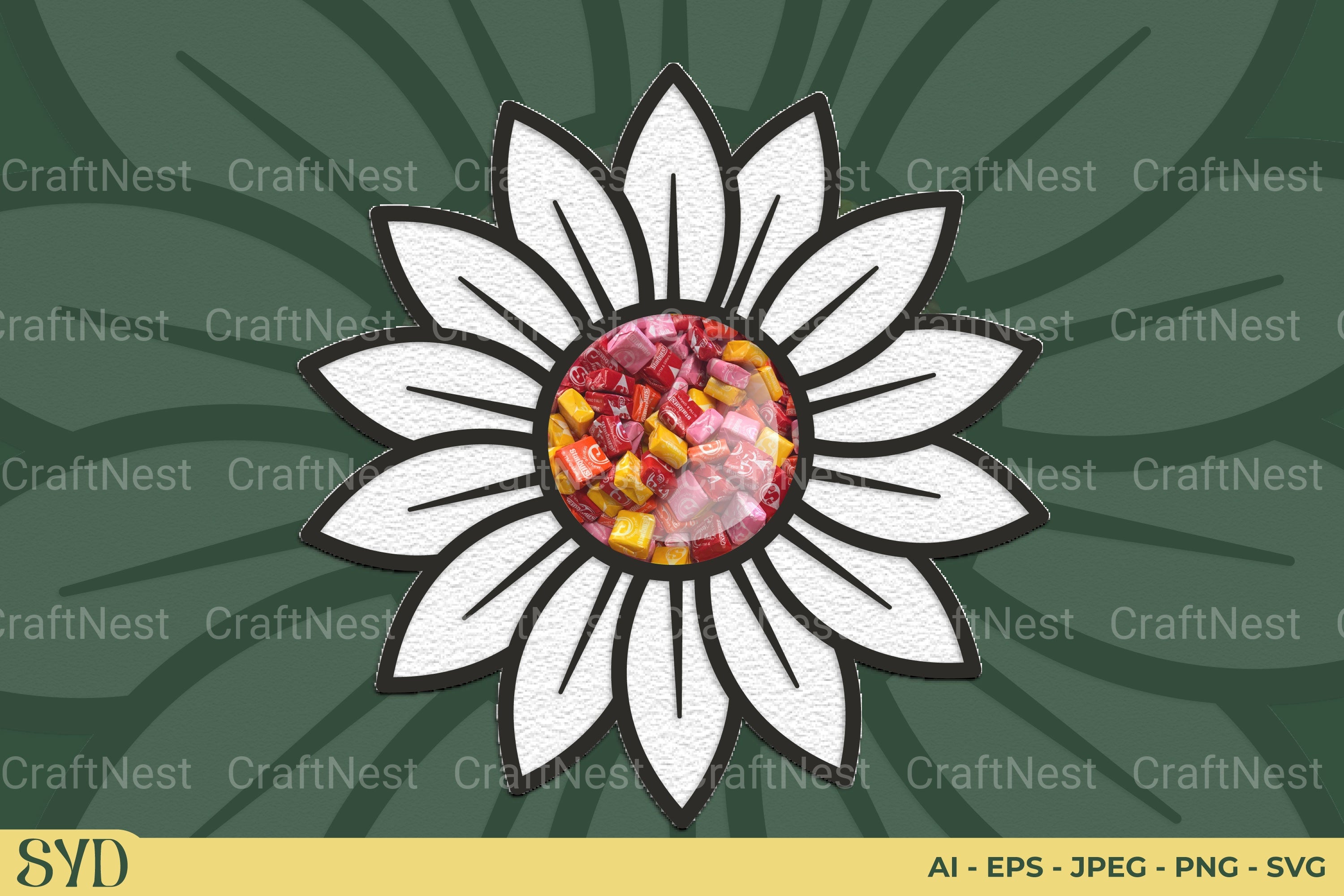 Daisy Flower Candy Holder SVG Clipart Bundle