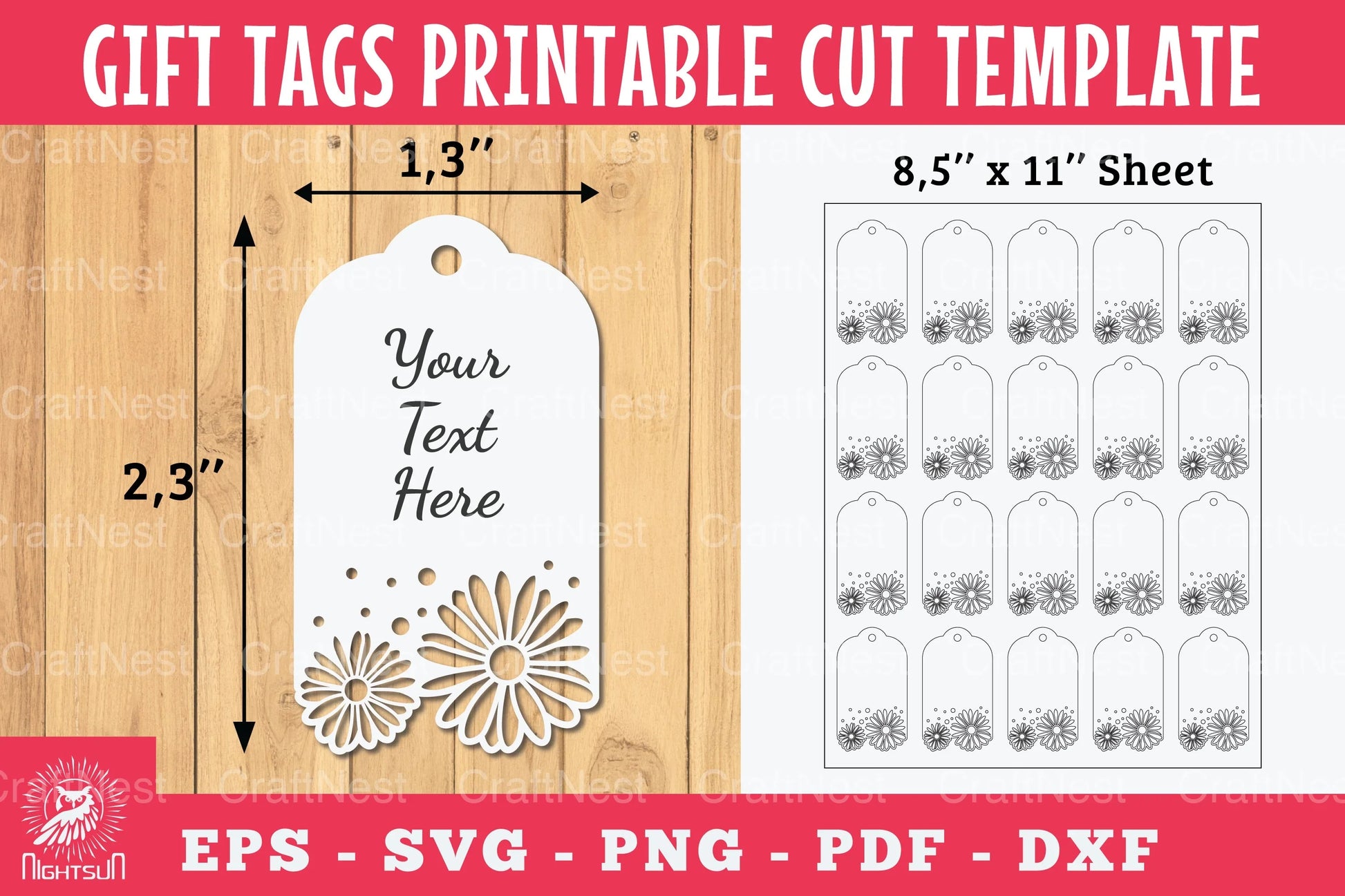 Daisy Flower Gift Tags Printable Clipart Bundle - CraftNest - Digital Crafting and Art
