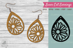 Daisy Flower Laser Cut Earrings SVG Bundle - CraftNest - Digital Crafting and Art