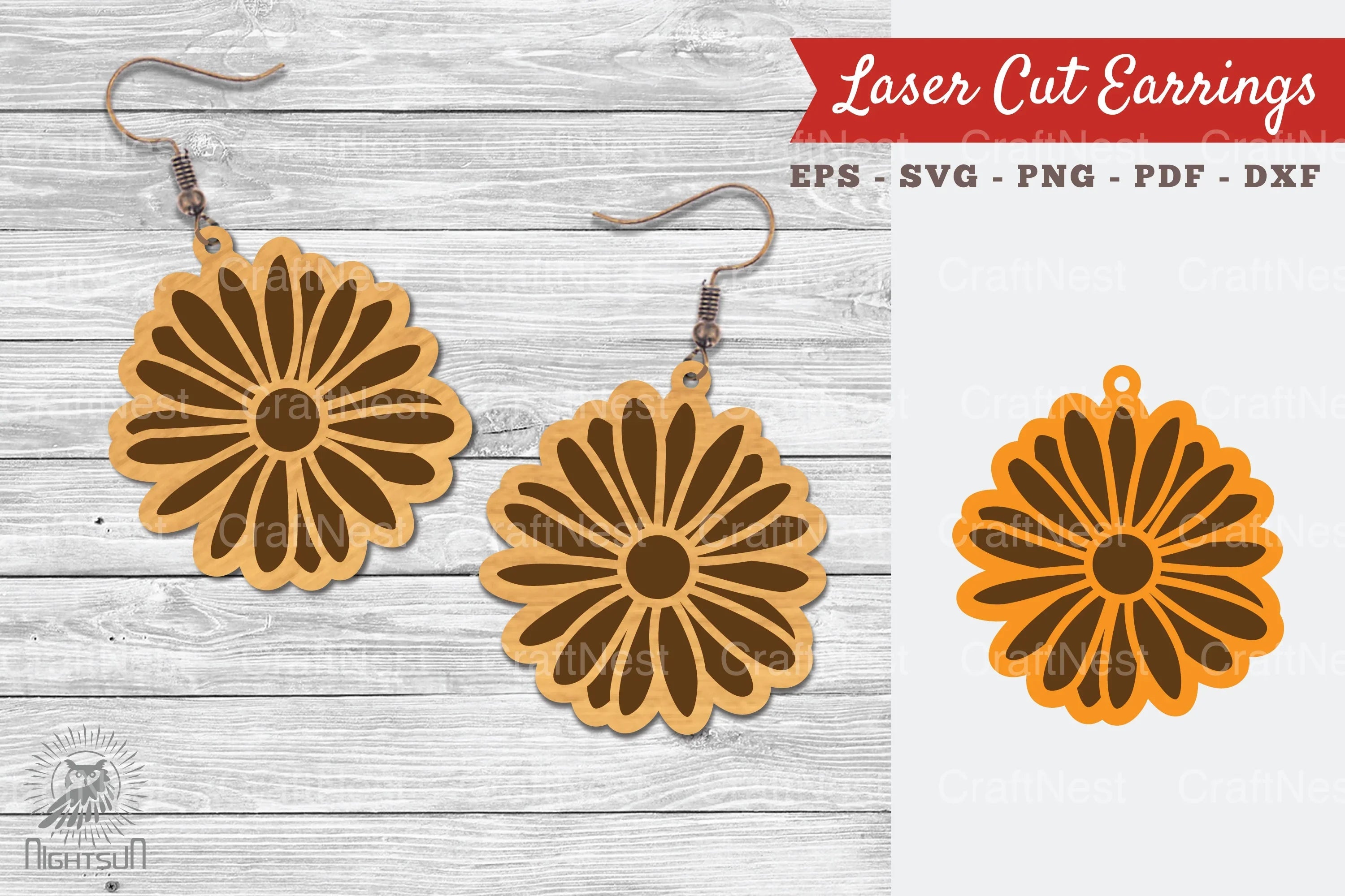 Daisy Flower Laser Cut Earrings SVG Bundle - CraftNest - Digital Crafting and Art