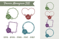 Daisy Flower Monogram Clipart Bundle - CraftNest - Digital Crafting and Art