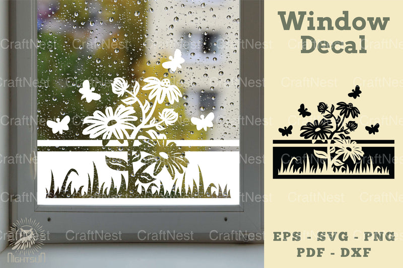 Vintage Daisy Flower Window Decal Clipart Bundle - CraftNest - Digital Crafting and Art