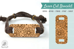 Daisy Flowers Laser Cut Bracelet Design Bundle - CraftNest - Digital Crafting and Art