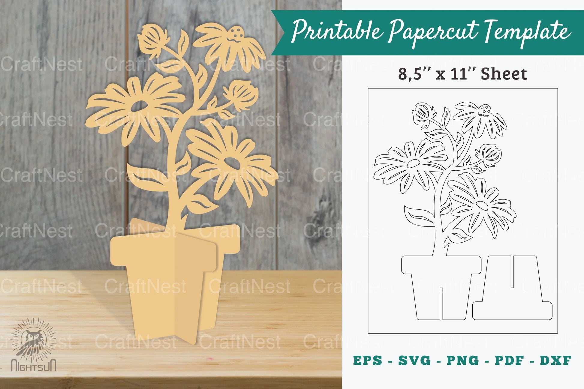 Daisy Flowers Printable Cut Template Bundle - CraftNest - Digital Crafting and Art