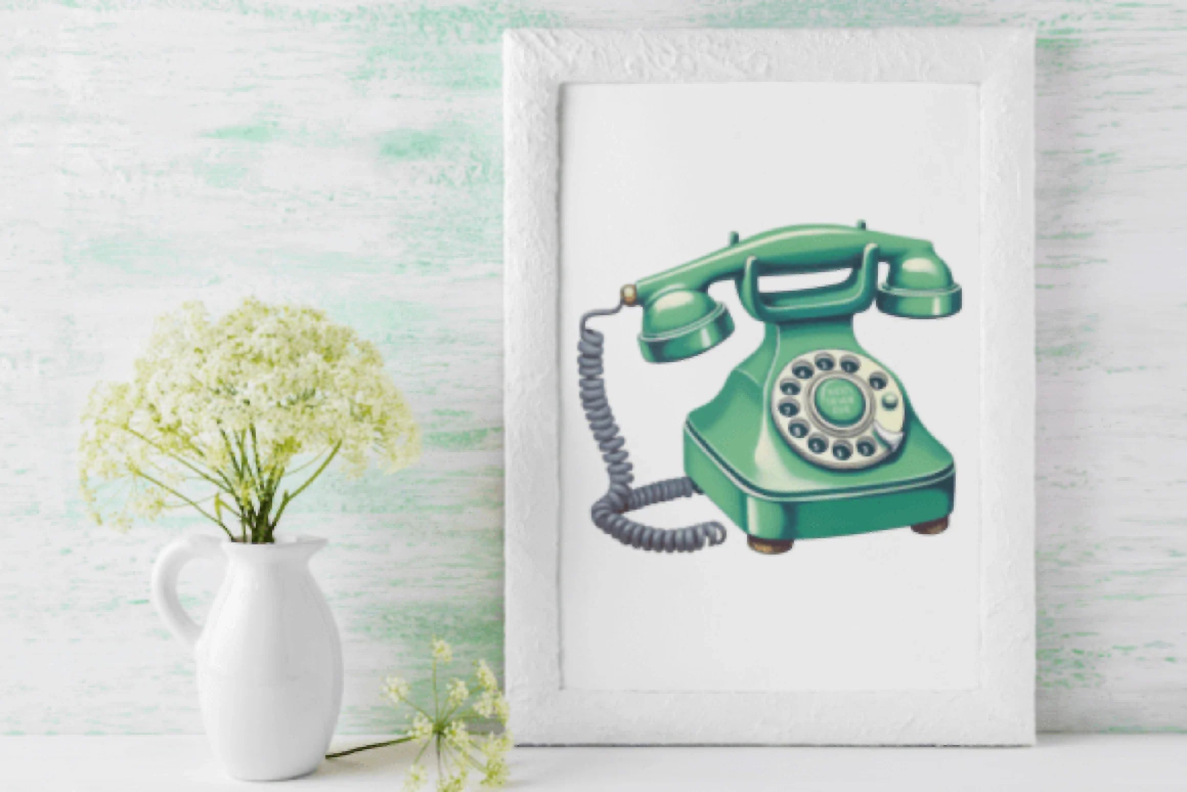 Dark Green Floral Vintage Phone Clipart Bundle - CraftNest - Digital Crafting and Art